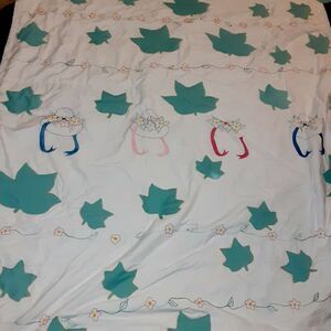 Handmade Quilt Blank Reversible 72" x 74" White Multi Colored Leaf Bonnet Flower